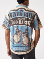 UNISEX Rabbit Seeds Vintage FeedSack Print Short Sleeve Button-Down Shirt – 100% Cotton (M / L / XL)