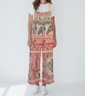 Magnolia Horse Vintage Flour Sack Print Cotton Overalls - 100% Cotton Jumpsuit