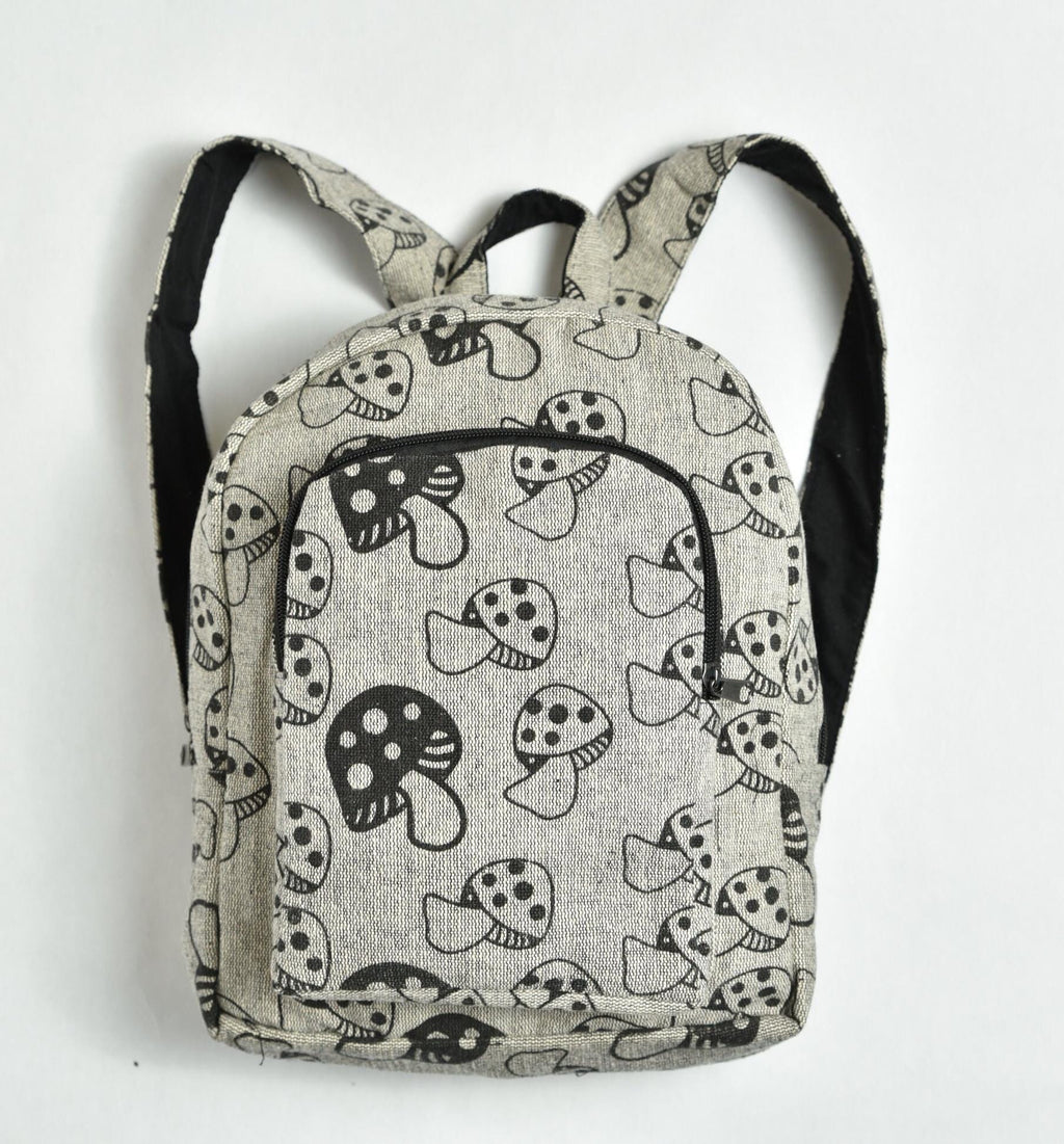 Natural Vegan Handmade Large Multi Pocket Cotton Mushroom Backpack  for Men, Women, Boys & Girls