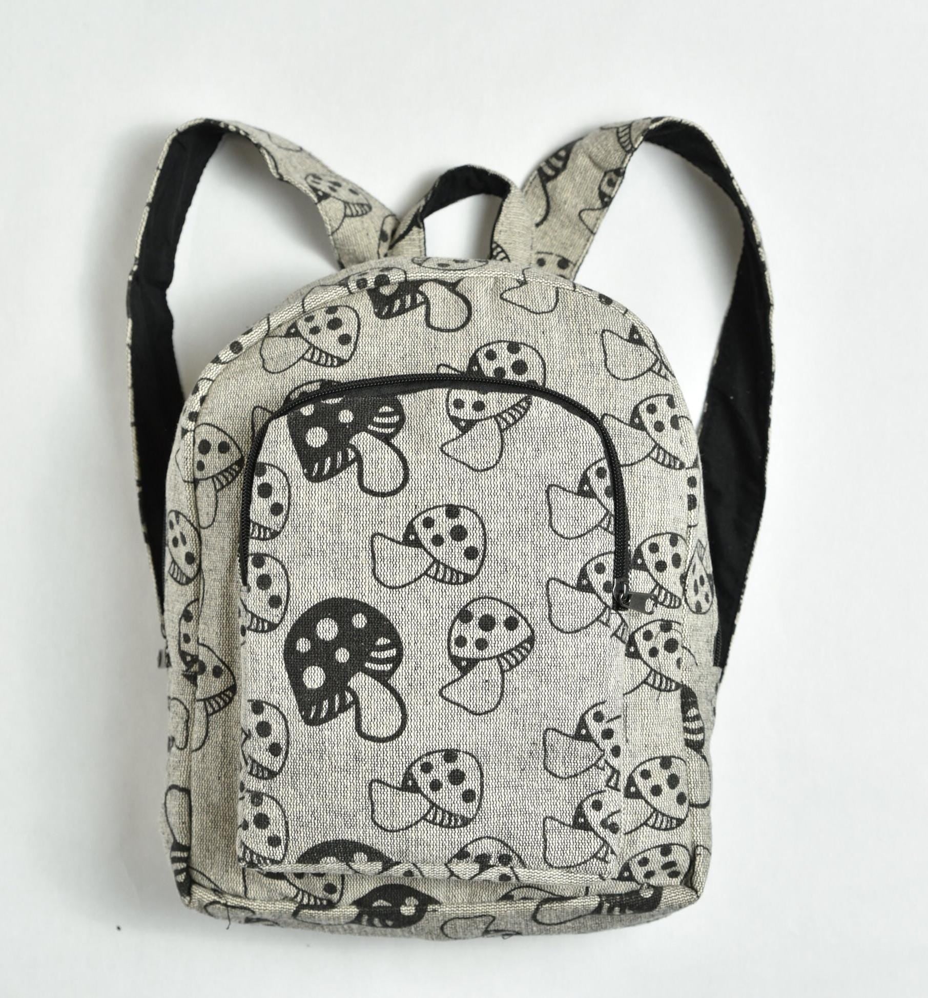 Natural Vegan Handmade Large Multi Pocket Cotton Mushroom Backpack  for Men, Women, Boys & Girls