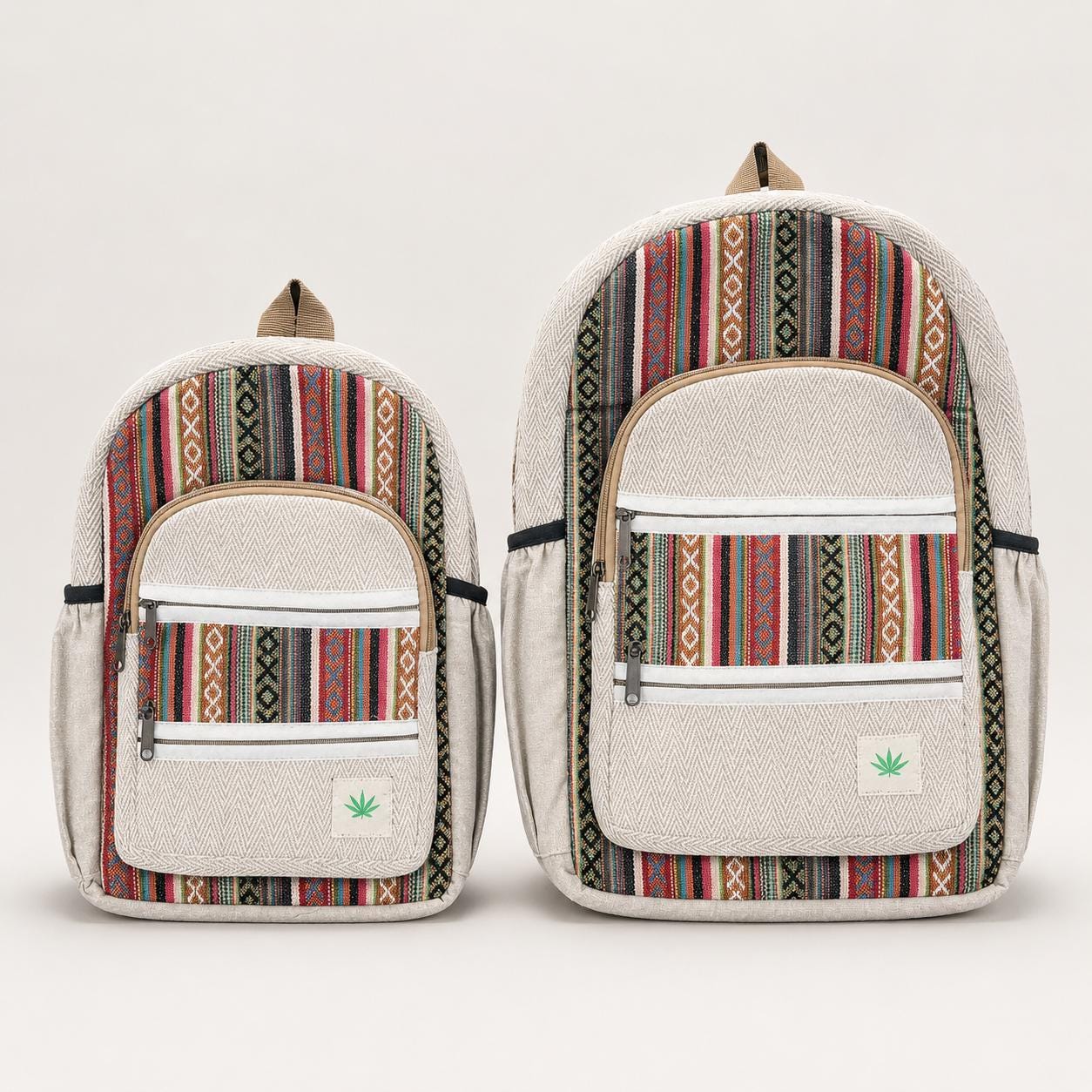 Handmade Himalaya Hemp Backpack: Vegan Multi-Pocket Daypack