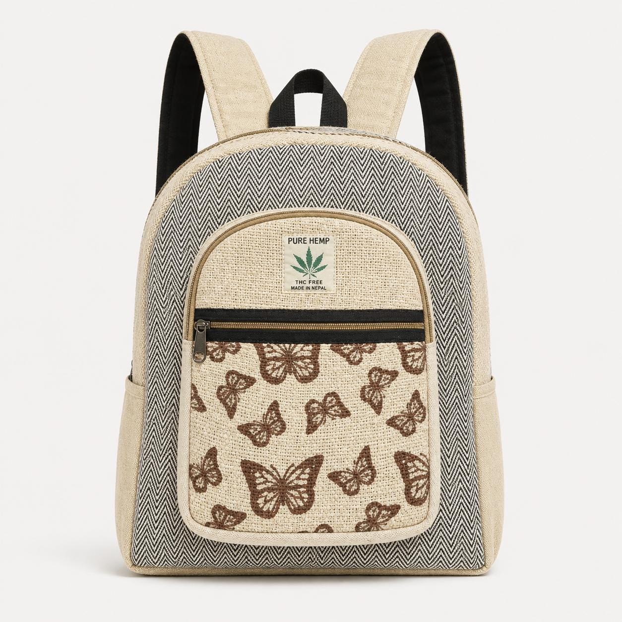 Hemp Butterfly Backpack: Eco-Friendly Small Rucksack, Nature Lover Gift