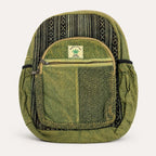 Rusty Hemp Backpack – Fair Trade Vegan Bag, Medium (13"x12") Brown and Green Colors Available