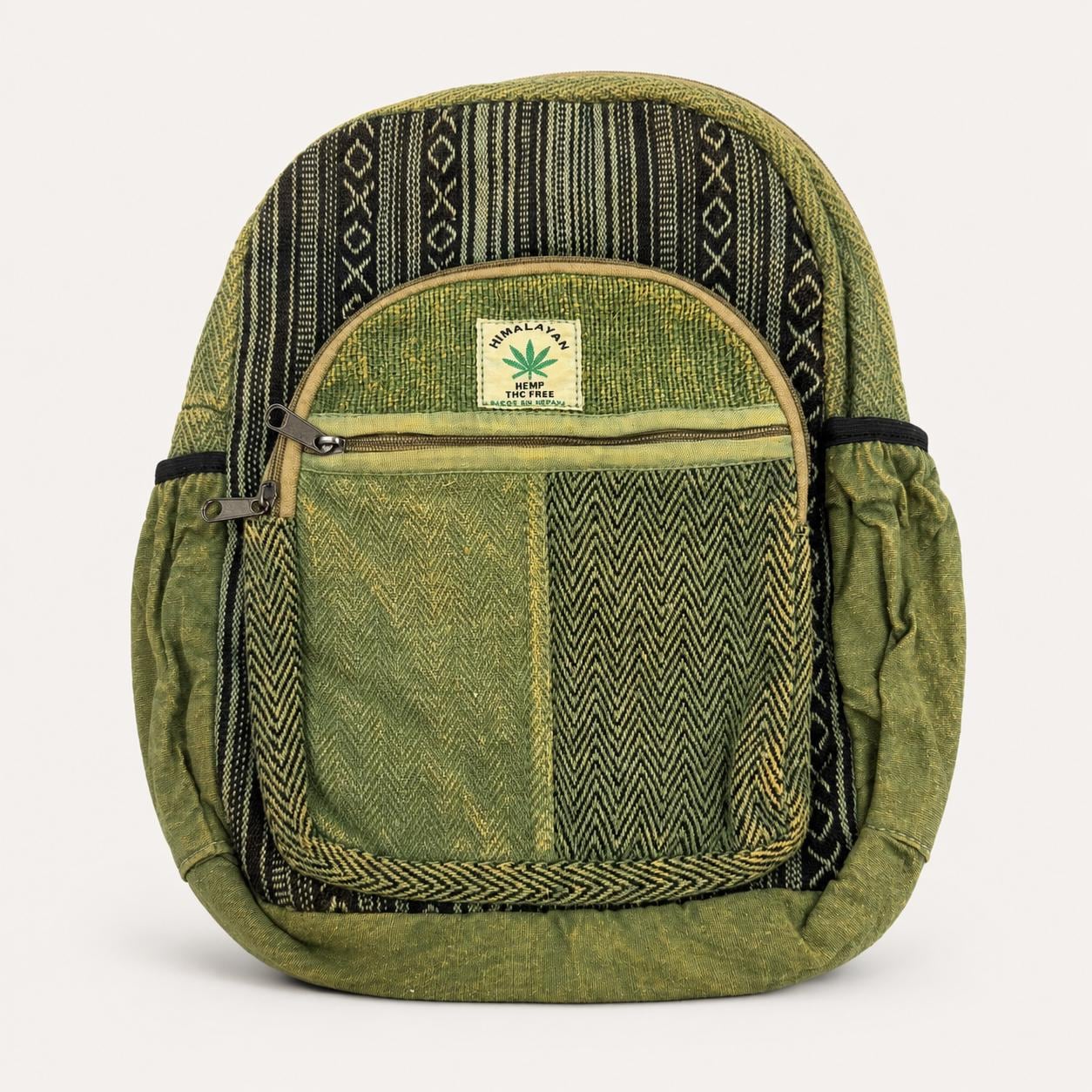 Rusty Hemp Backpack – Fair Trade Vegan Bag, Medium (13"x12") Brown and Green Colors Available