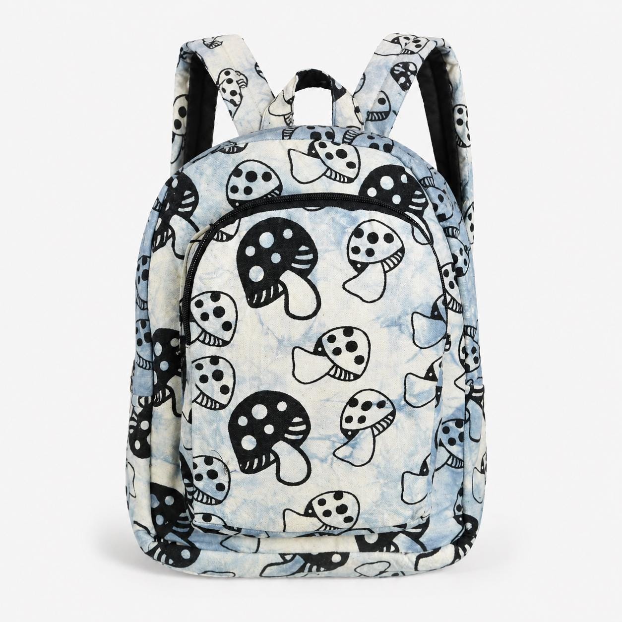 Handmade Tie Dye Mushroom Backpack: Small Cotton Daypack