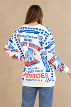 Sweet kitten cotton sweatshirt styled with blue jeans, back