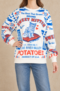 Sweet kitten cotton sweatshirt styled with blue jeans, front