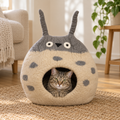 Long-Ear felt cat cave with cat inside