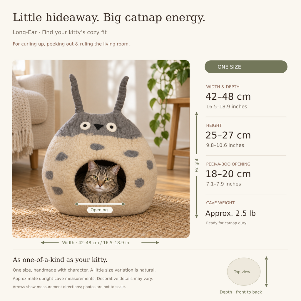 Long-Ear cat cave measurement guide