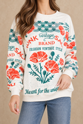 Poppy cotton sweatshirt styled with blue jeans, front