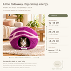 Purple & Pink Striped cat cave measurement guide