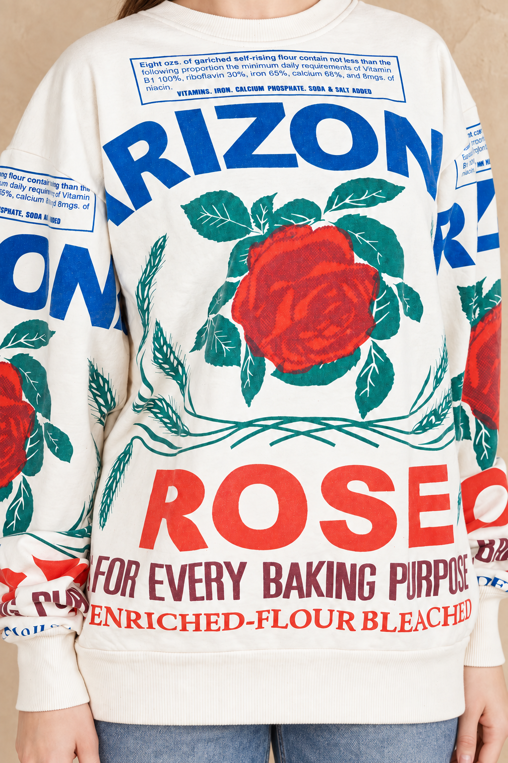 Arizona rose cotton sweatshirt print close-up