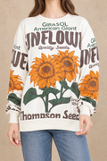 Sunflower cotton sweatshirt styled with blue jeans, front