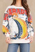 Paradise surf cotton sweatshirt styled with blue jeans, front