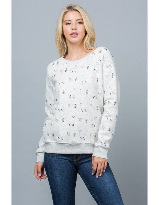 Lhama Alpaca Print Sweatshirt