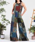 Mushroom Print Patchwork Overall