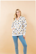 Colorful Cat Print Zipper Hoodie